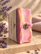 A bar of handmade lavender soap by J&L Lavender,